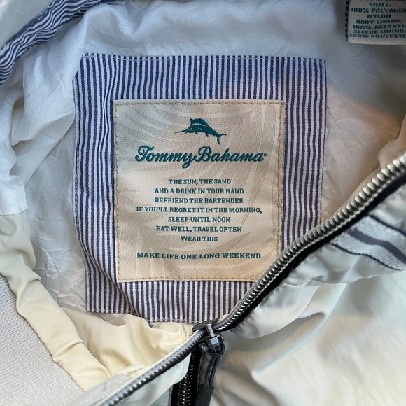Tommy Bahama Mens XL Lightweight Zip Up Jacket Off white Full Zip Pockets - Picture 3 of 6